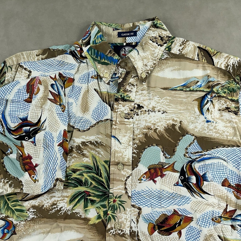 Reyn Spooner‎ Aloha Hawaiian Short Sleeve Button Up Tropical Fish Rayon Medium